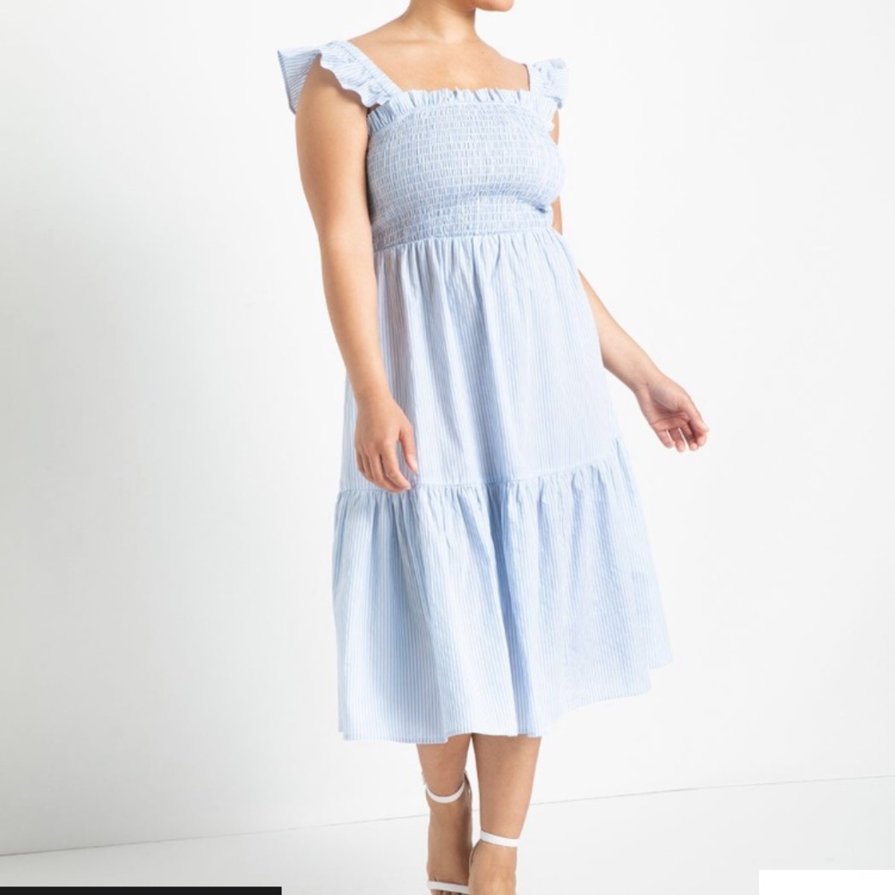Light blue and white stripped dress